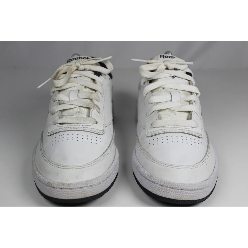 Reebok Club C 85 Mens White Navy Blue Leather Sneakers AR0457 Size 7.5